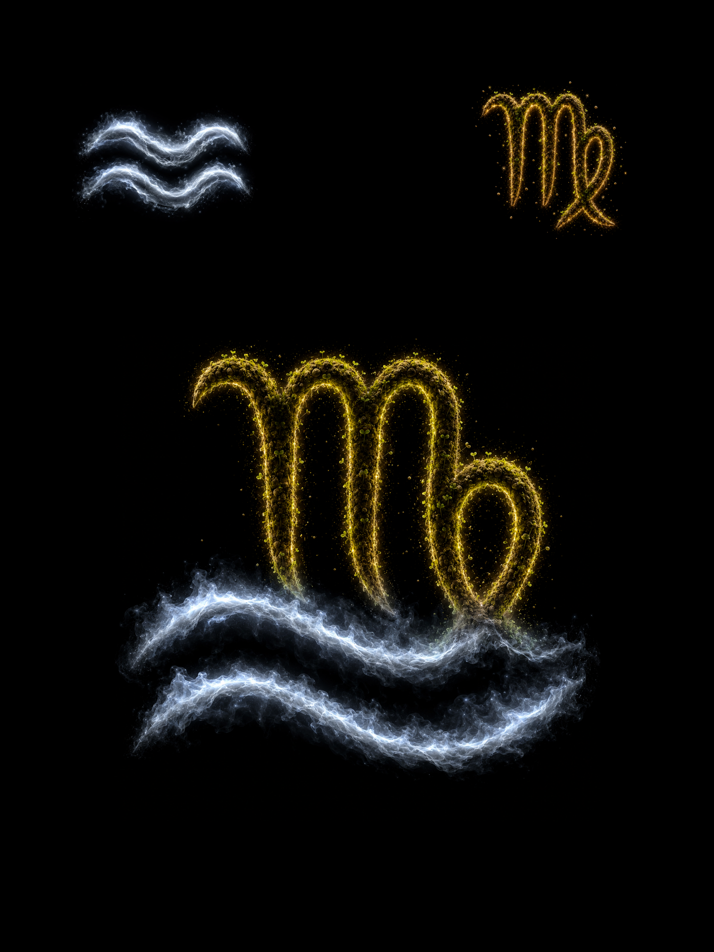 Aquarius & Virgo Zodiac Harmony Symbol — Printable Digital Wall Art