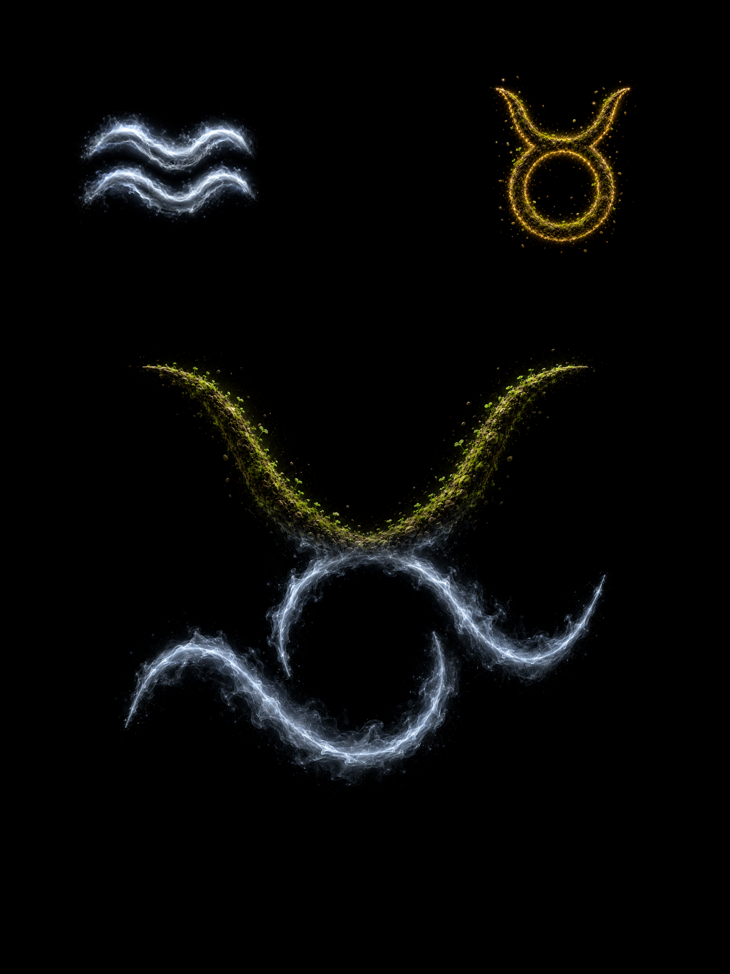 Aquarius & Taurus Zodiac Harmony Symbol — Printable Digital Wall Art
