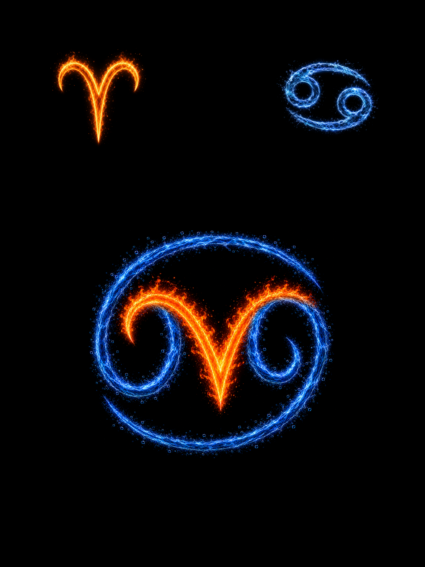 Aries & Cancer Zodiac Harmony Symbol — Printable Digital Wall Art