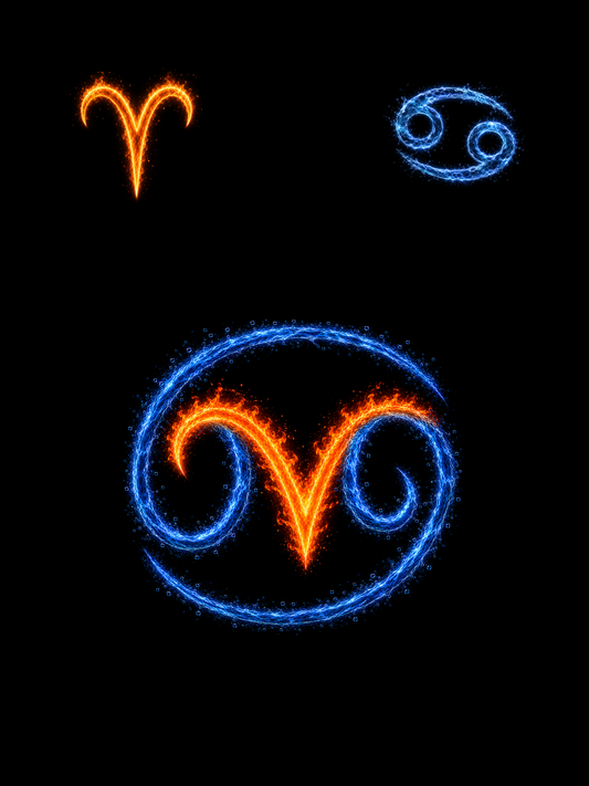 Aries & Cancer Zodiac Harmony Symbol — Printable Digital Wall Art