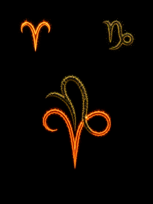 Aries & Capricorn Zodiac Harmony Symbol — Printable Digital Wall Art