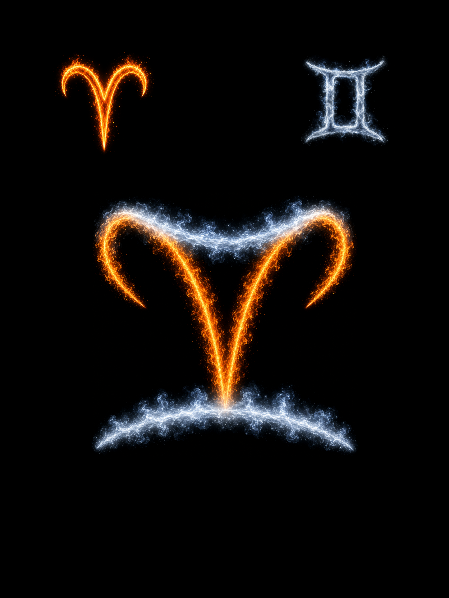 Aries & Gemini Zodiac Harmony Symbol — Printable Digital Wall Art