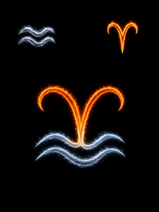 Aquarius & Aries Zodiac Harmony Symbol — Printable Digital Wall Art