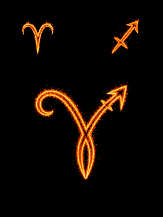 Aries & Sagittarius Zodiac Harmony Symbol — Printable Digital Wall Art