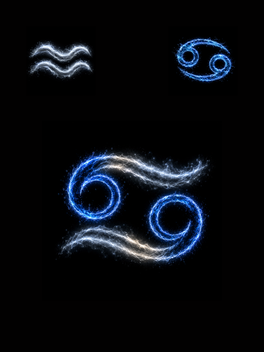 Aquarius & Cancer Zodiac Harmony Symbol — Printable Digital Wall Art